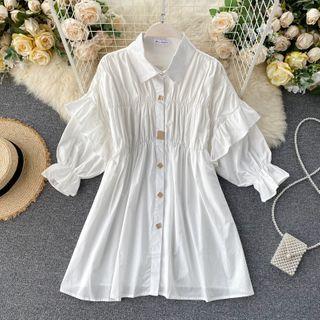 Ruffle Ruched Short-sleeve Dress
