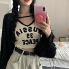 Long-sleeve Shrug / Lettering Camisole Top