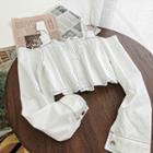 Contrast Stitching Cold-shoulder Blouse