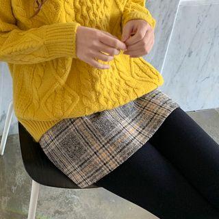 Check Mini Skirt Black - One Size