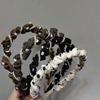 Polka Dot Faux Pearl Fabric Headband