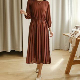 Drawstring Long Pleated Dress