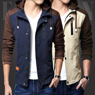 Two-tone Hooded Zip-up Jacket