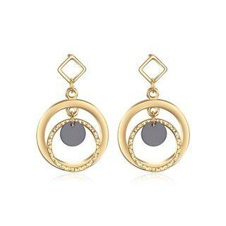 Fashion Simple Plated Gold Geometric Circle Earrings Golden - One Size
