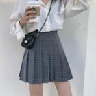 Pleated Checked A-line Skirt