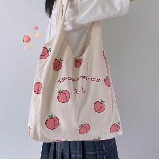 Peach Print Tote Bag Off-white - One Size
