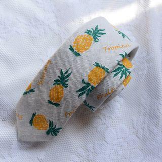 Pineapple Print Neck Tie Yellow & White - One Size