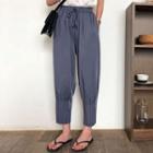 Pleated Drawstring Cropped Pants