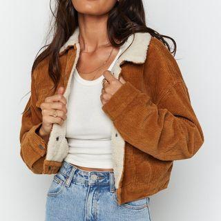 Button-up Fleece-lined Corduroy Jacket