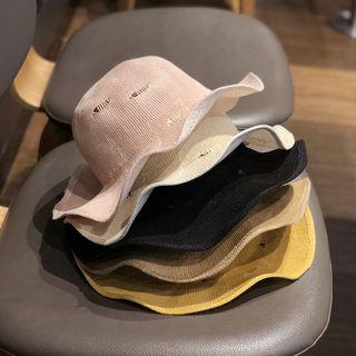 Ruffle Trim Perforated Bucket Hat