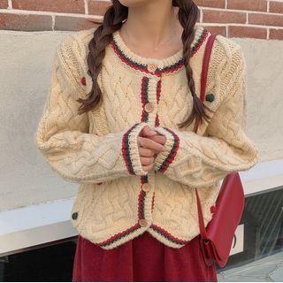 Cable Knit Cardigan / Midi A-line Skirt