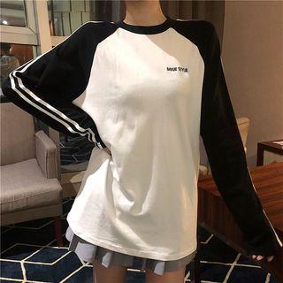 Contrast-trim Long-sleeve T-shirt Black - One Size