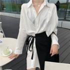 Color-block Long-sleeve Shirt As Figure - One Size