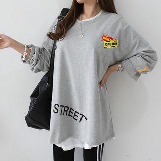 Letter-patch Longline T-shirt