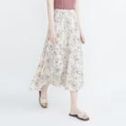 Floral Midi A-line Skirt Beige - One Size