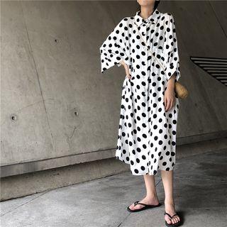 Dot Loose-fit 3/4-sleeve Shirtdress
