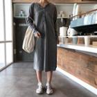 Long-sleeve Hooded Midi A-line Dress