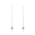 925 Sterling Silver Elegant Fashion Eiffel Tower Long Pearl Earrings And Ear Wire Silver - One Size