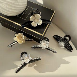 Flower Shell Faux Pearl Hair Clamp