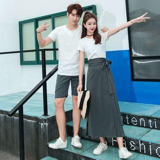 Couple Matching Short-sleeve T-shirt / A-line Maxi Skirt / Shorts