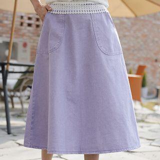 Washed A-line Long Skirt