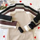 Long-sleeve Mock-neck Fleece-lined T-shirt