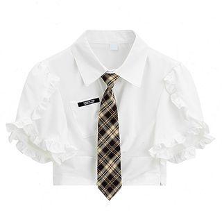 Short-sleeve Ruffled Crop Shirt