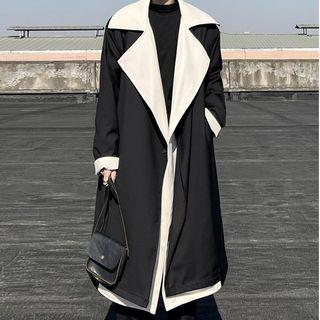 Color Block Mock Two Piece Trench Coat