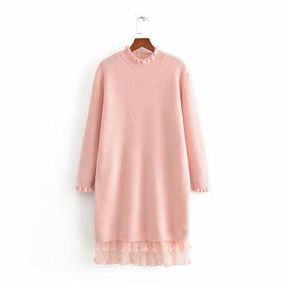 Midi Mesh Panel Sweater Dress