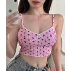 Floral Lace Cropped Tube Top Pink - One Size