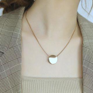 Stainless Steel Disc Pendant Necklace 1758 - Gold - One Size