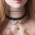 Star Pendant Chained Lace Choker
