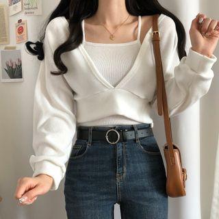 Set: V-neck Sweater + Camisole Top