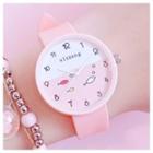Fish Print Lettering Strap Watch