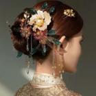Set Of 7: Wedding Floral Hair Pin + Clip-on Earring
