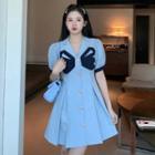 Short-sleeve Bow Front A-line Dress (various Designs)