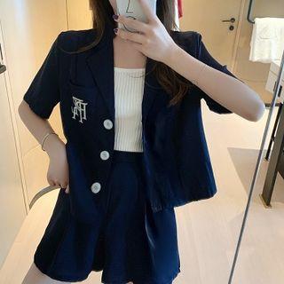 Short-sleeve Embroidered Shirt / Wide-leg Shorts