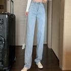 High-waist Lace-up Straight Leg Jeans
