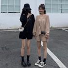 Long-sleeve Henley T-shirt / Wide Leg Shorts