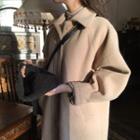 Long Buttoned Coat Almond - One Size