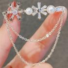 Snowflake Rhinestone Chained Brooch Ly732 - Light Gold - One Size