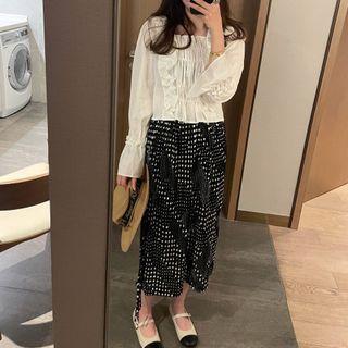 Flare-sleeve Crop Top White - One Size