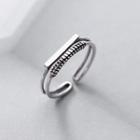 S925 Sterling Silver Spring & Bar Layered Open Ring Silver - Adjustable