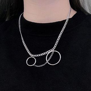 Stainless Steel Hoop Pendant Necklace Necklace - One Size