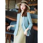 3/4-sleeve Blazer / Spaghetti Strap Twist-front A-line Dress
