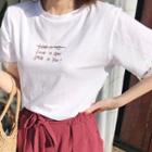 Laced Short-sleeve Love Printed T-shirt