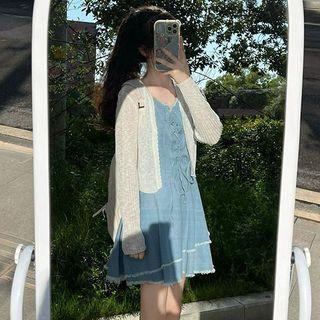 Light Jacket / Spaghetti Strap Denim Dress