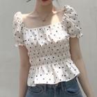 Dotted Short Sleeve Blouse Dotted - One Size