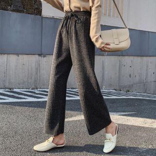 High-waist Knit Cropped Wide-leg Pants