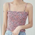 Flower Print Cropped Camisole Top Floral - Pink - One Size
